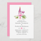 ピンクの熱帯ビーチリハーサルディナーワインテイスティング 招待状 (正面/裏面)