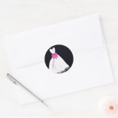 ピンクの熱帯フラワーブーケのウェディングドレス ラウンドシール (封筒)