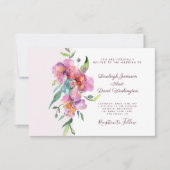 ピンクの熱帯フローラカスタムウェディング 招待状 (正面)