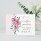 ピンクの熱帯フローラカスタムウェディング 招待状 (スタンド正面)