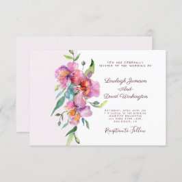 ピンクの熱帯フローラカスタムウェディング 招待状