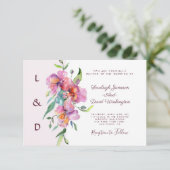 ピンクの熱帯フローラカスタムウェディング 招待状 (スタンド正面)