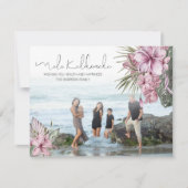 ピンクの熱帯フローラメレカリキマカクリスマス シーズンカード (正面)