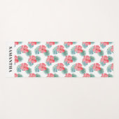 ピンクの熱帯フローラ水色名ヨガマット ヨガマット (正面(横))