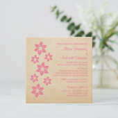 ピンクの熱帯フローラ結婚式の招待 招待状 (スタンド正面)