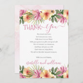ピンクの熱帯フローラ開花赤ちゃんシャワーありがとう サンキューカード (正面/裏面)
