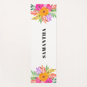 ピンクの熱帯フローラ ヨガマット (正面)