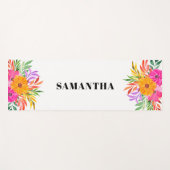 ピンクの熱帯フローラ ヨガマット (正面(横))