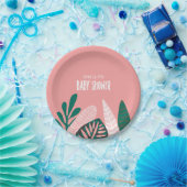 ピンクの熱帯ベビーシャワー ペーパープレート (パーティー)