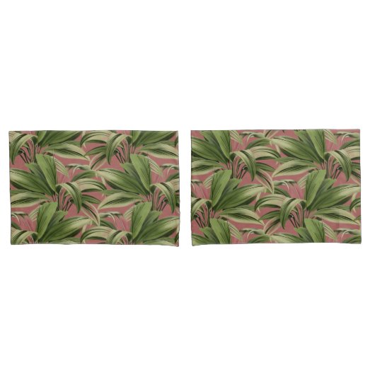 ピンクの熱帯ヤシ 枕カバー (フロントセット)