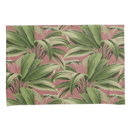 ピンクの熱帯ヤシ 枕カバー (正面右)