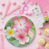 ピンクの熱帯性ハイビスカスの花 ペーパープレート (パーティー)