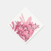 ピンクの熱帯植物の花束 スタンダードカクテルナプキン (角)