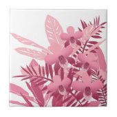 ピンクの熱帯植物の花束 タイル (正面)