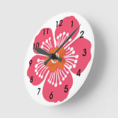 ピンクの熱帯花の壁Clcok ラウンド壁時計 (傾斜)