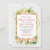 ピンクの熱帯花ゴールドフォイルスウィート16 招待状 (正面)