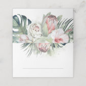 ピンクの熱帯花ビーチ結婚式 プレイスカード (外部開封)