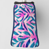 ピンクの熱帯葉のパターン ゴルフヘッドカバー (回転90)