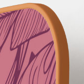 ピンクの熱帯葉モノグラム ピックルボールラケット (左詳細)