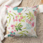 ピンクの熱帯蝶花のガーリーな花のプリント クッション (ブランケット)