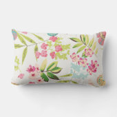 ピンクの熱帯蝶花のガーリーな花のプリント ランバークッション (裏面)