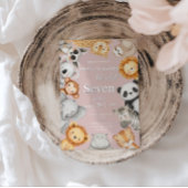 ピンクの熱帯野生ジャングルサファリ動物 招待状