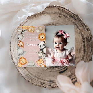 ピンクの熱帯野生ジャングルサファリ動物 招待状