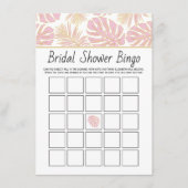 ピンクの熱帯離れブライダルシャワービンゴゲームカード エンクロージャーカード (正面)