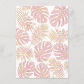 ピンクの熱帯離れブライダルシャワービンゴゲームカード エンクロージャーカード (裏面)