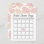 ピンクの熱帯離れブライダルシャワービンゴゲームカード エンクロージャーカード (正面/裏面)