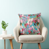 ピンクの熱帯鳥と蘭の花のパターン クッション (椅子)