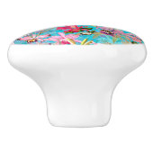 ピンクの熱帯鳥と蘭の花のパターン セラミックノブ (側面)