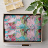 ピンクの熱帯鳥と蘭の花のパターン 薄葉紙 (ギフト)