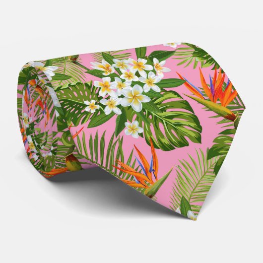 ピンクの熱帯 ネクタイ (ロール)