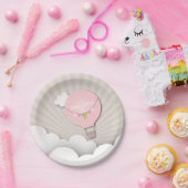 ピンクの熱気の気球の誕生日 ペーパープレート (パーティー)