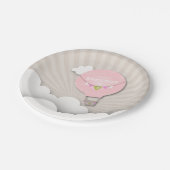 ピンクの熱気の気球の誕生日 ペーパープレート (アングル)