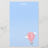 ピンクの熱気の気球、雲間の冒険 便箋 (正面)