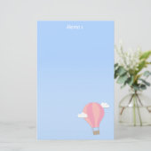 ピンクの熱気の気球、雲間の冒険 便箋 (スタンド正面)