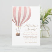 ピンクの熱気球が空に上がる！ベビーシャワーパーティー 招待状 (スタンド正面)