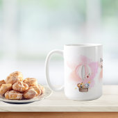 ピンクの熱気球で赤ちゃん動物サファリ コーヒーマグカップ
