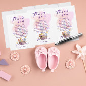 ピンクの熱気球で赤ちゃん動物サファリ ノートカード