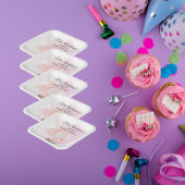 ピンクの熱気球で赤ちゃん動物サファリ ペーパープレート