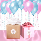 ピンクの熱気球で赤ちゃん動物サファリ ラウンドシール