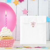 ピンクの熱気球で赤ちゃん動物サファリ ラウンドシール