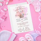 ピンクの熱気球で赤ちゃん動物サファリ 招待状