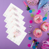 ピンクの熱気球で赤ちゃん動物サファリ 縁ありランチョンナプキン