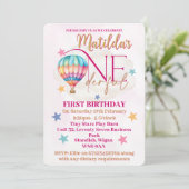 ピンクの熱気球に乗ったクマの招待状 招待状 (スタンド正面)