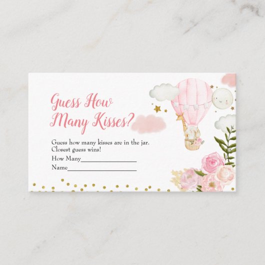 ピンクの熱気球の推測何人のキスゲーム エンクロージャーカード (正面)