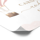 ピンクの熱気球の誕生日カードとギフトサイン ポスター (角)