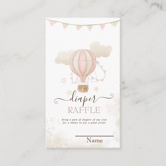 ピンクの熱気球の雲ベビーシャワー エンクロージャーカード (正面)